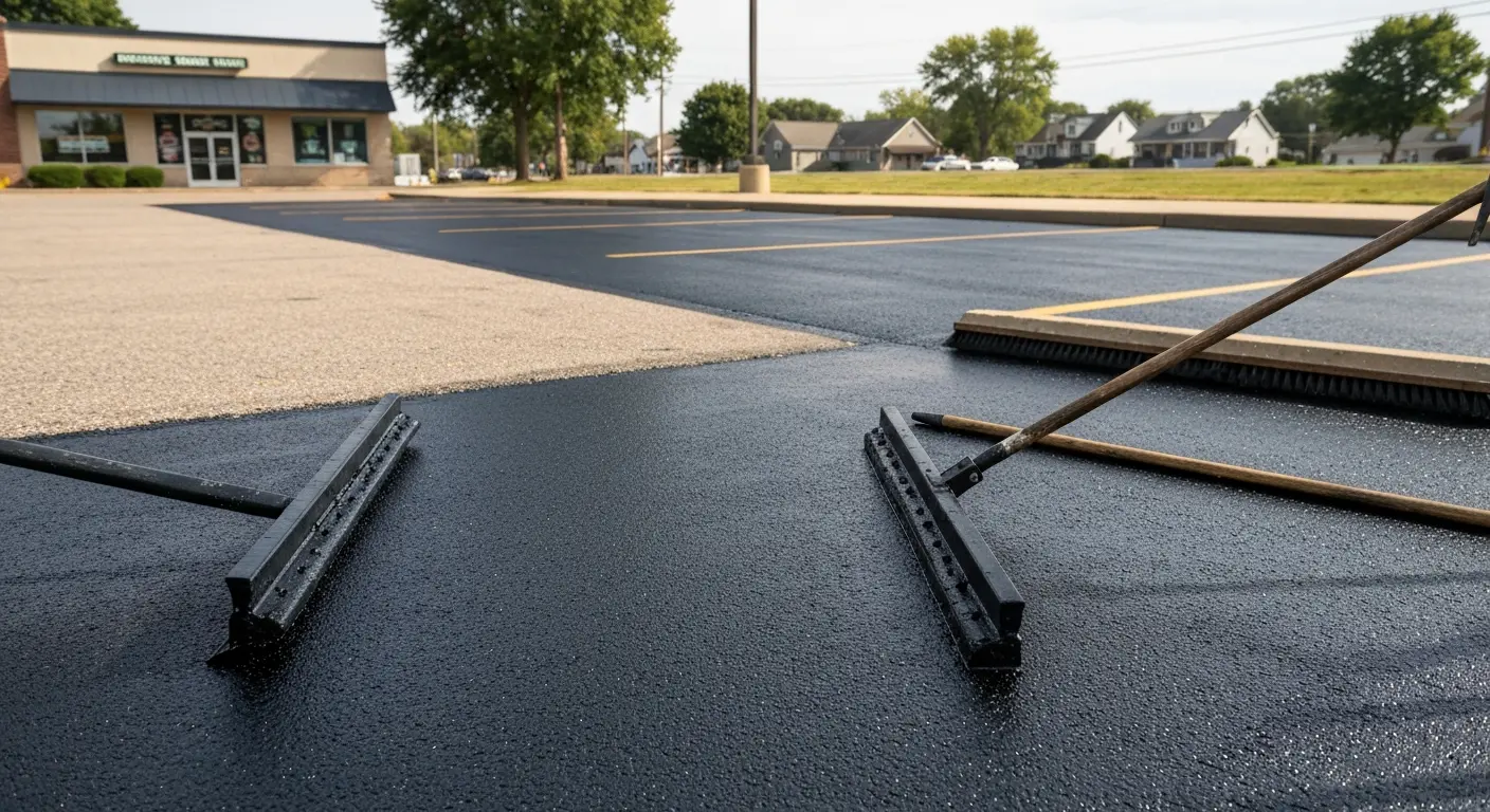 Asphalt sealcoating application