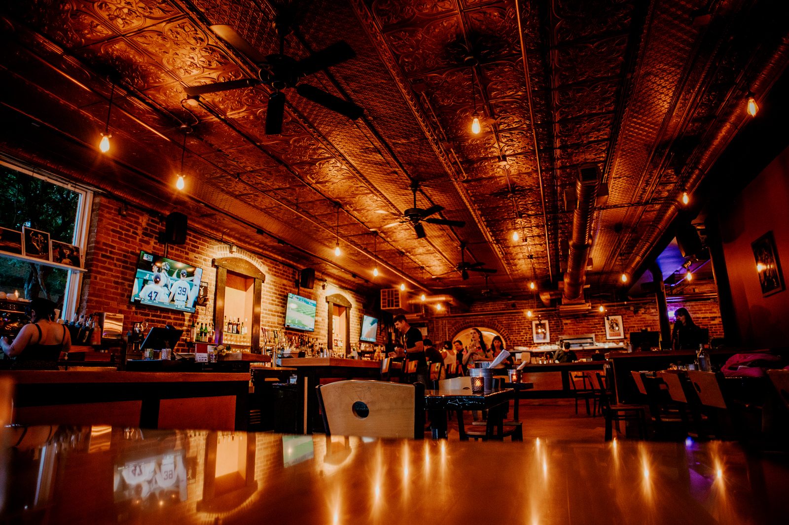 Long view down the bar inside The Bricks