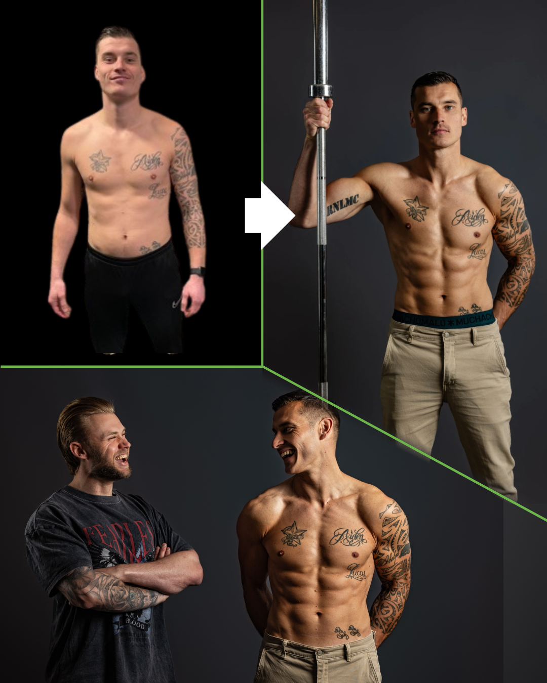Voor- en na-foto van Bram