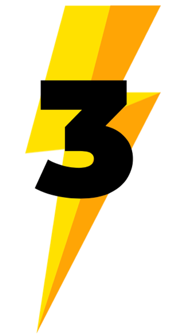 Lightning bolt with number 3 for Sola solar in Utah County, Utah Prouction & Smile