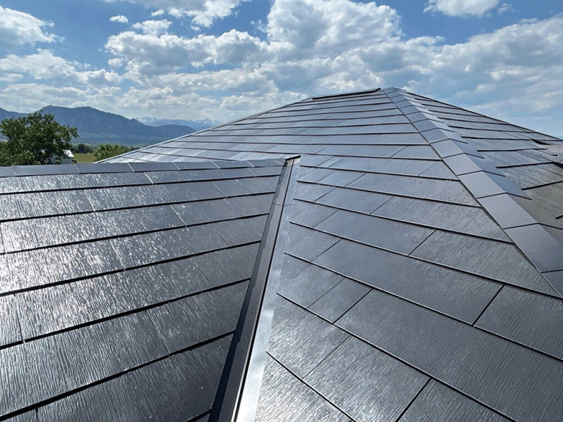 Real Tesla Solar Roof installation close-up on a Utah home