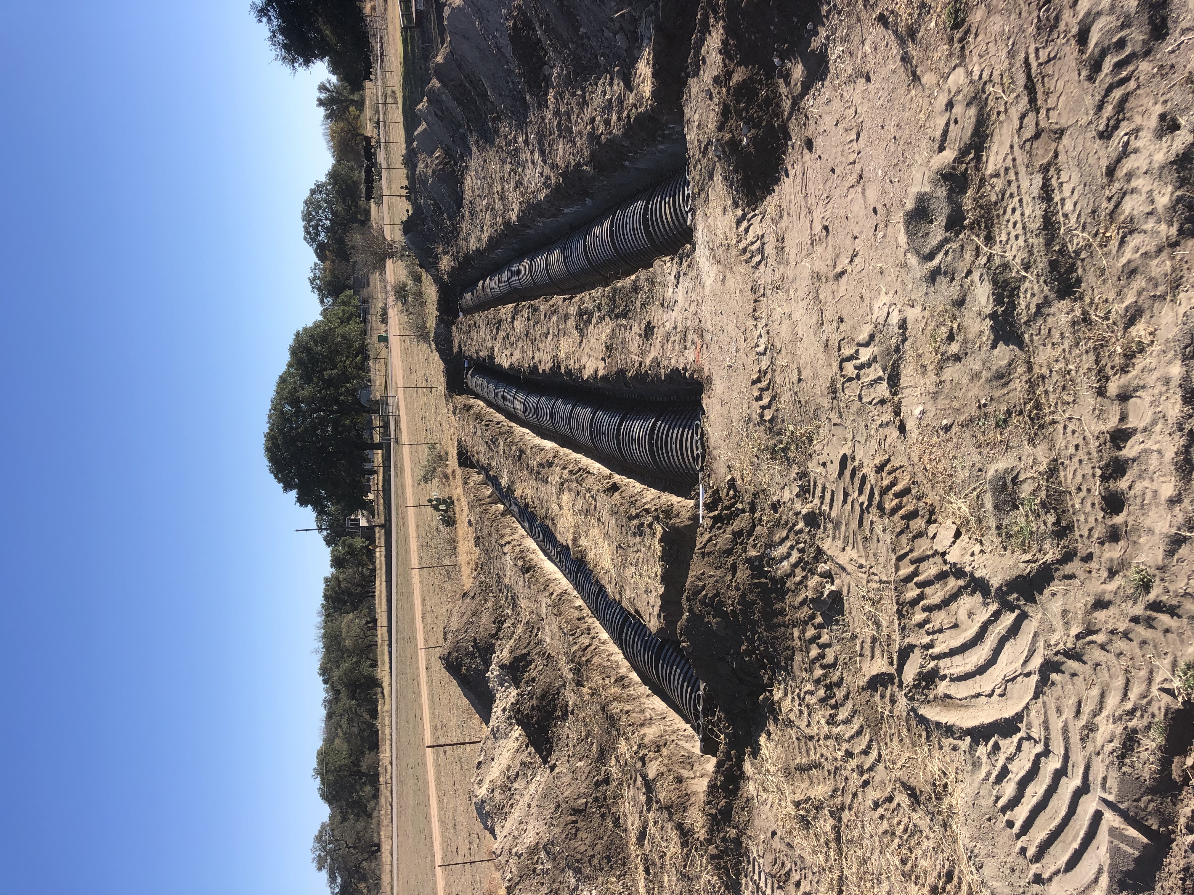 drain field of septic system being installed in burnet texas