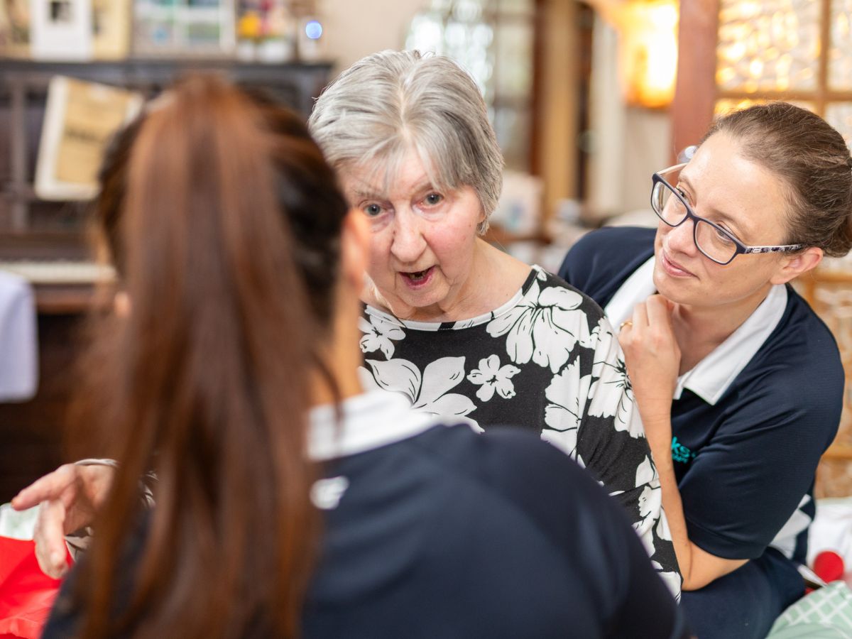 Joanna Ward, founder of Home Links Physiotherapy, on a home visit with a client