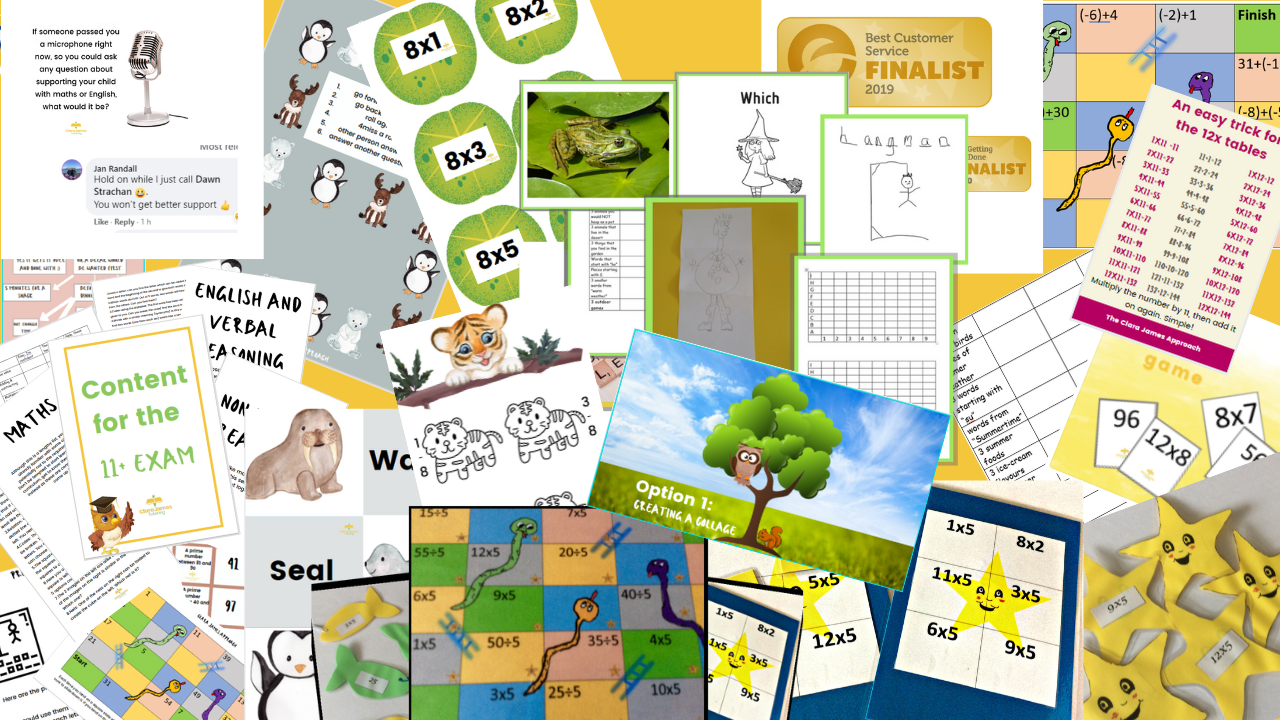 A selection of Clara James Tutoring's educational games and resources