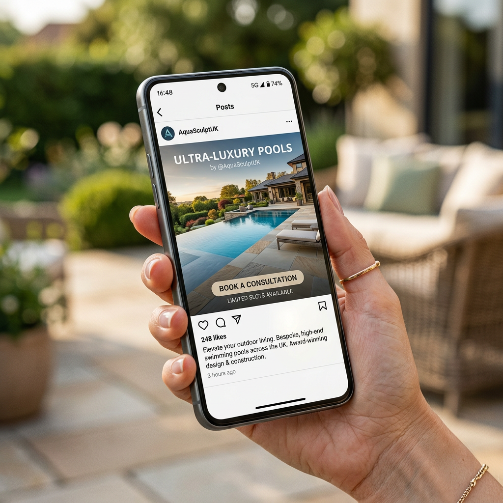 Swimming pool lead generation dashboard with marketing data and incoming enquiries
