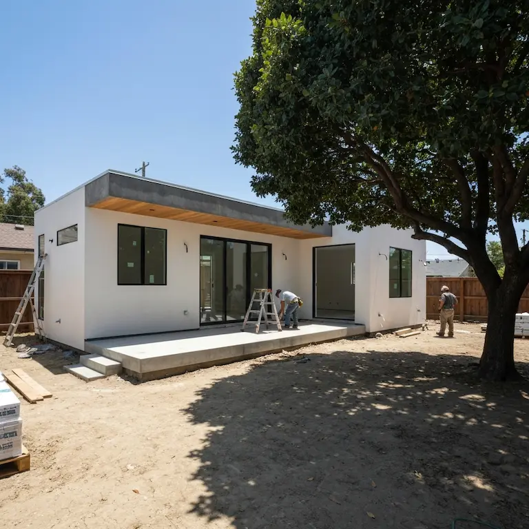 Detached backyard ADU under construction