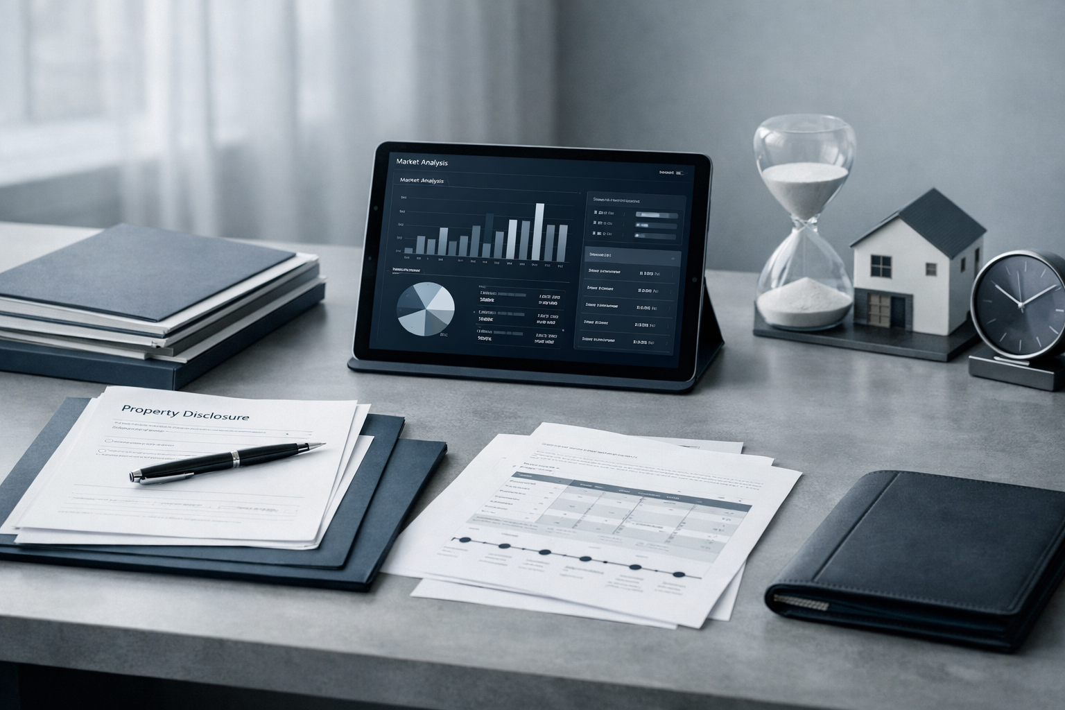 Professional real estate review environment with structured documents and clear decision support