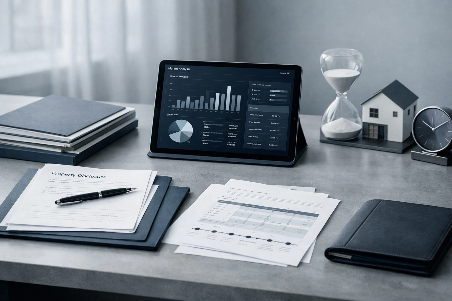 Professional real estate review environment with structured documents and clear decision support