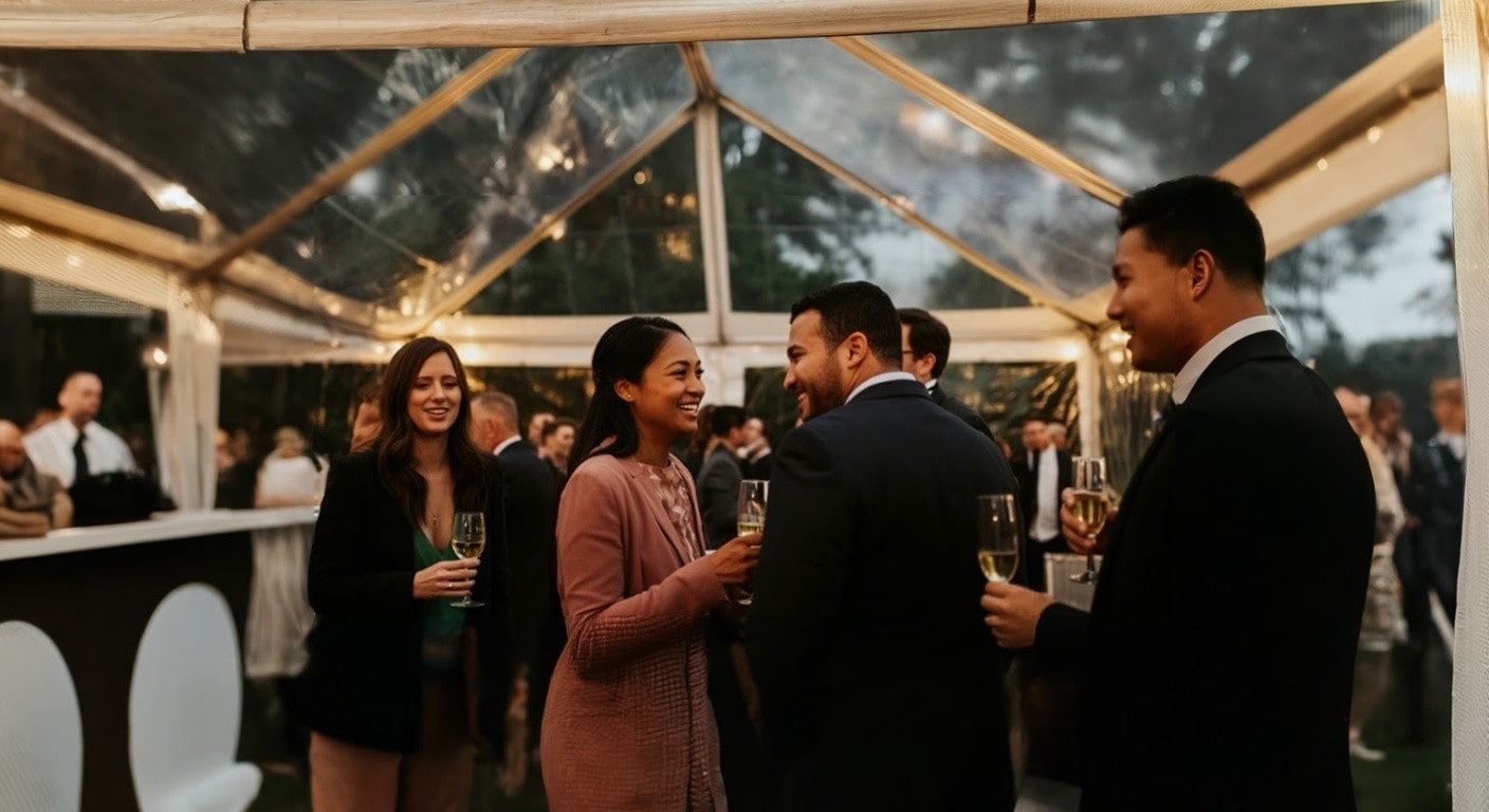 Guests networking at an elegant corporate event