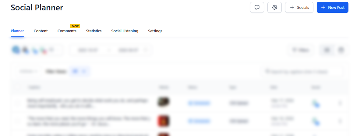 Social Planner Interface