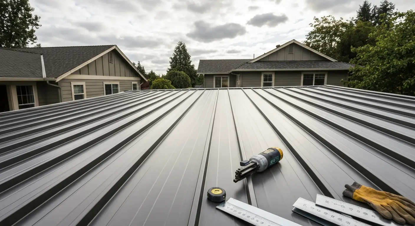 Metal roofing installation project