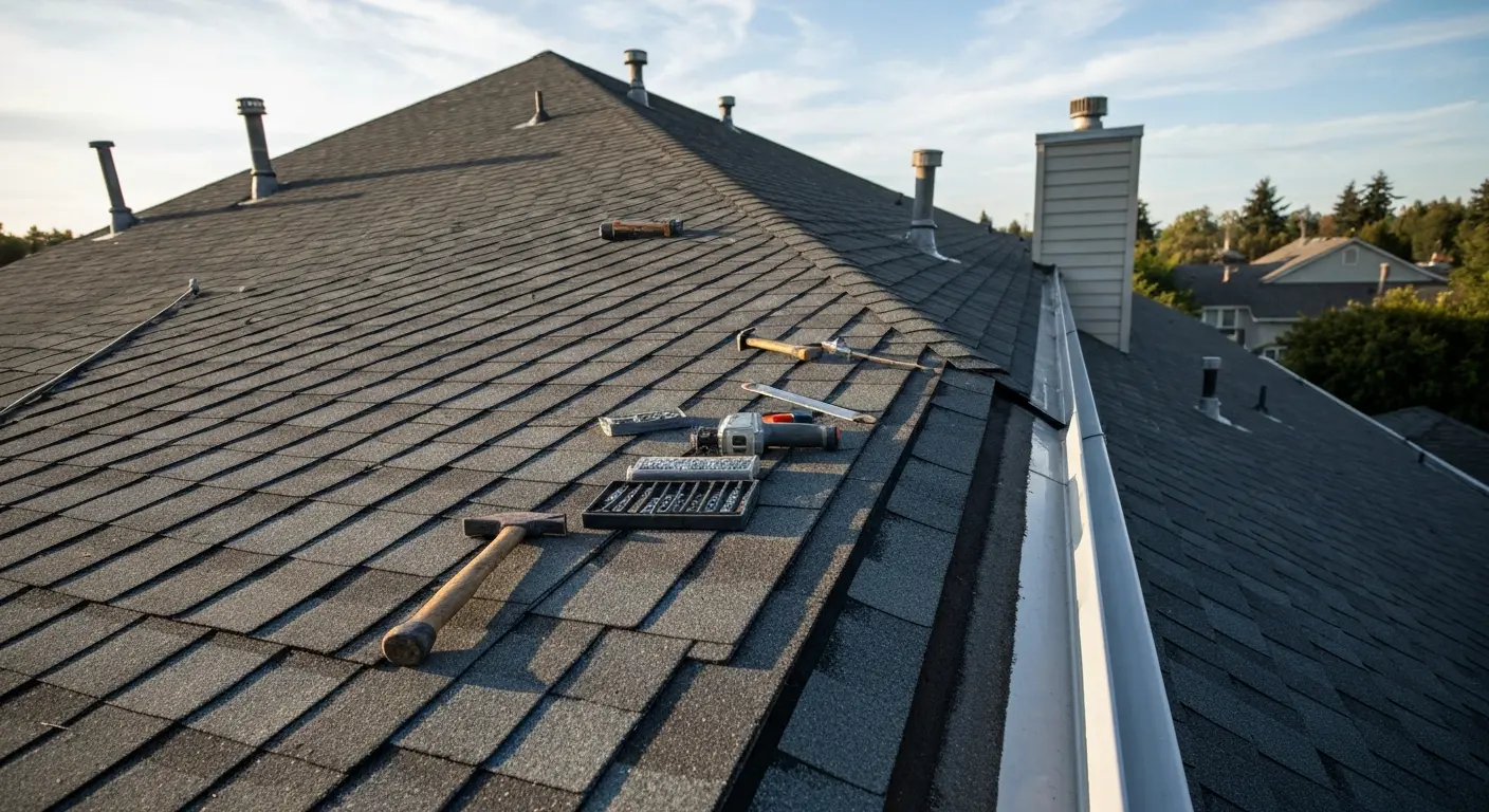 Roof repair crew at work