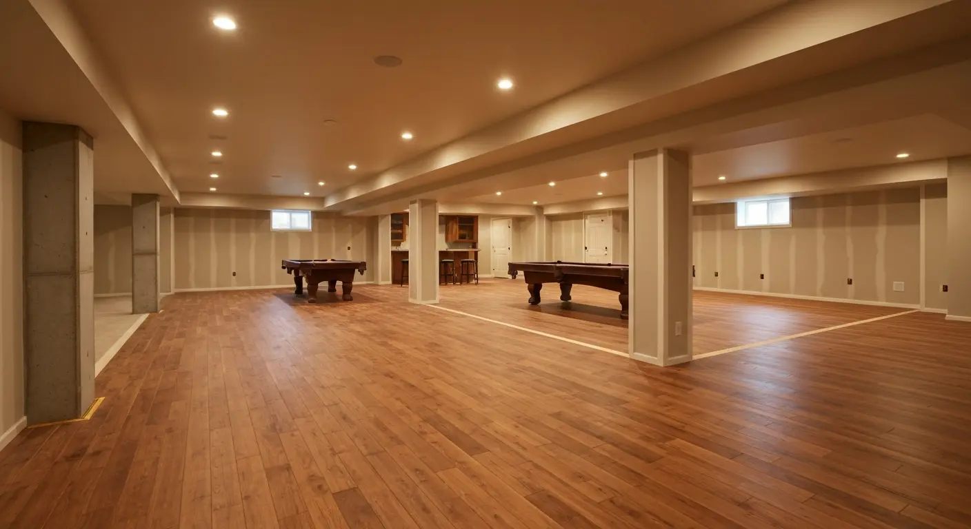 Finished basement recreation room