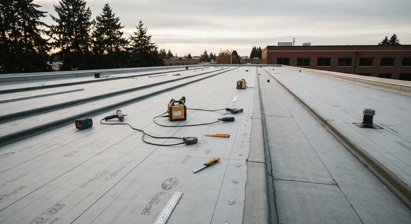 Flat roof system installation