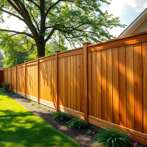 Beautiful wooden fence installation in Collinsville AL surrounded by vibrant flowers and a manicured lawn.