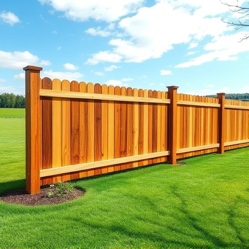 Beautiful wooden fence in Trenton GA, blending with lush grass and flowers under a clear blue sky, evoking tranquility.