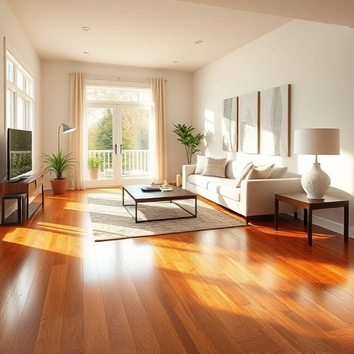Spacious sunlit living room in Cohutta, GA featuring polished hardwood floors, stylish furniture, and minimalistic decor.