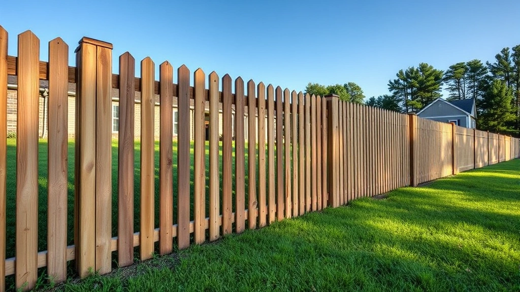 Fencing in Fairmount, GA with a clear blue sky in the background and green grass in the foreground.