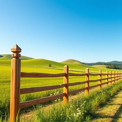 Farm fence installation in Cohutta GA features sturdy wooden posts and slats in a lush, picturesque landscape.