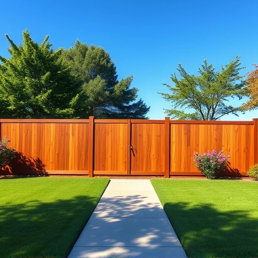 Completed wooden fence in Boaz AL outlines a vibrant lawn, with polished panels and lush landscaping.