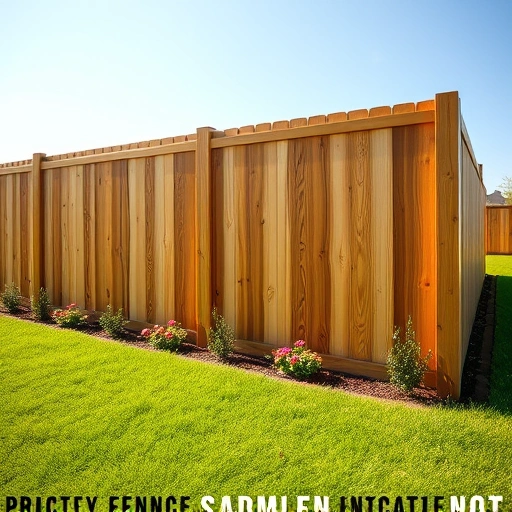 Completed wooden privacy fence installation in Gadsden AL, showcasing rich grains and lush green surroundings.