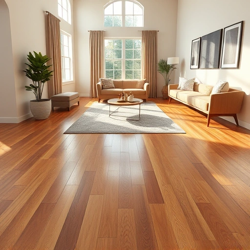 Spacious living room with polished hardwood floors, natural sunlight, stylish rug, and elegant decor in Cohutta GA.
