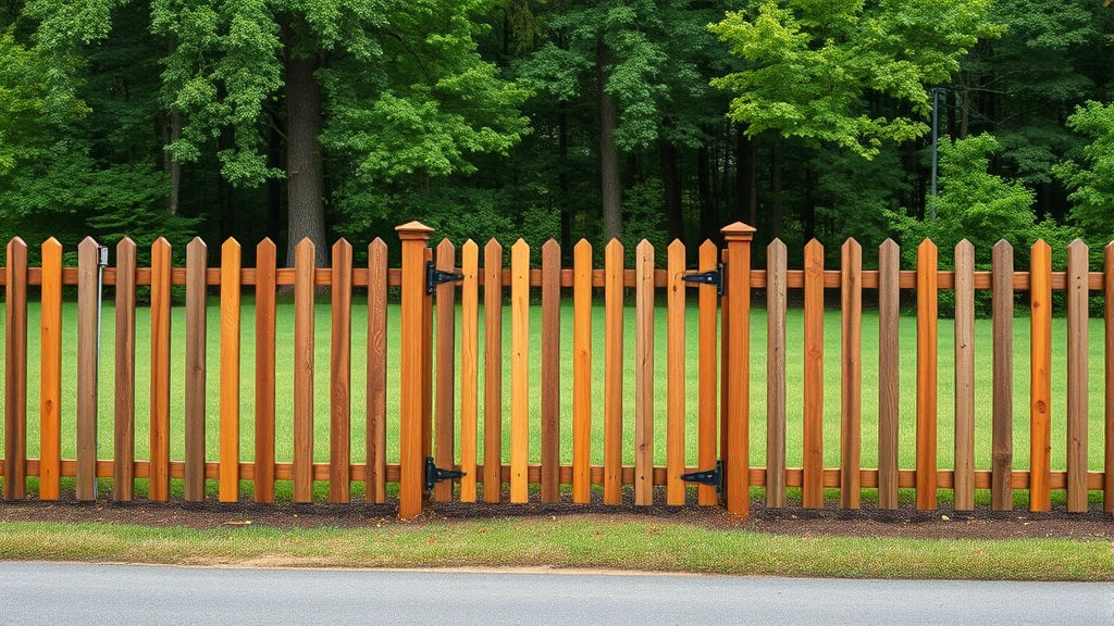Fencing in Chickamauga, GA with lush greenery and a clear sky in the background.