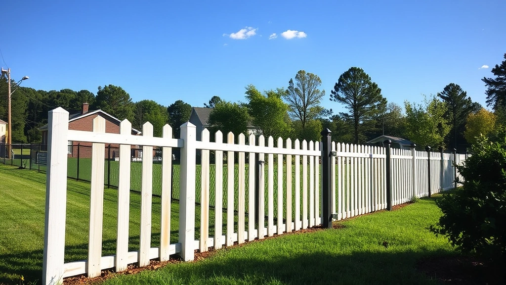 Fencing in Menlo, GA with a wooden fence surrounding a green lawn and trees in the background.