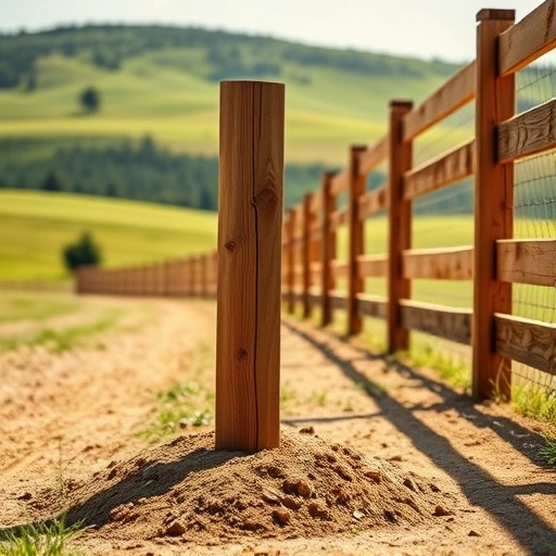 Completed wooden fence post replacement in Cohutta GA, showcasing craftsmanship and a lush green landscape.
