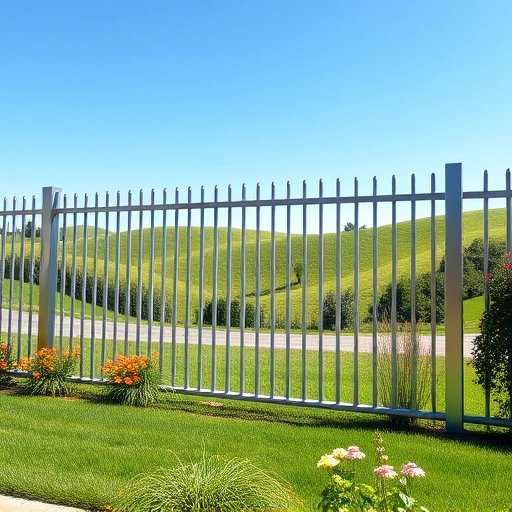 Completed aluminum fence installation in Cohutta GA with modern design, vibrant flowers, and serene landscape.