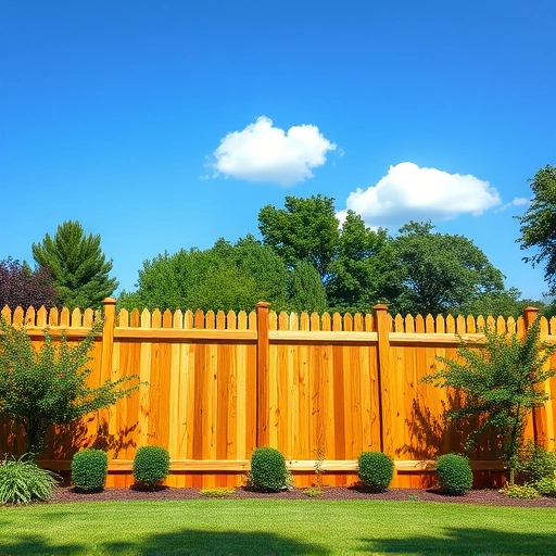 Sturdy wooden fence in Menlo GA, showcasing craftsmanship amidst a lush landscape and clear blue sky.