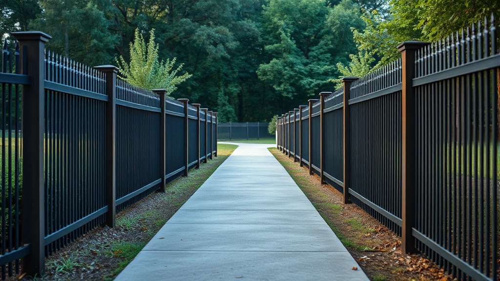 Fencing in Ringgold, GA with a scenic backdrop of trees and blue sky.