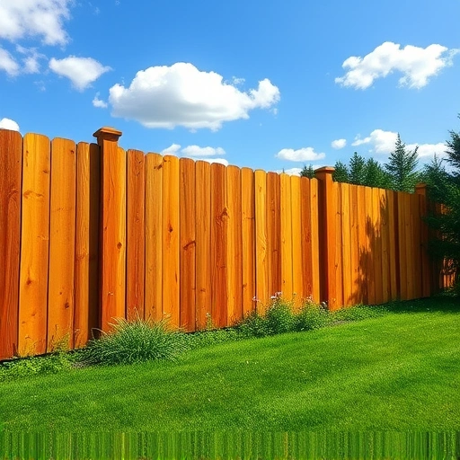 Completed wooden fence installation in Piedmont AL, showcasing craftsmanship with lush grass and blue sky backdrop.