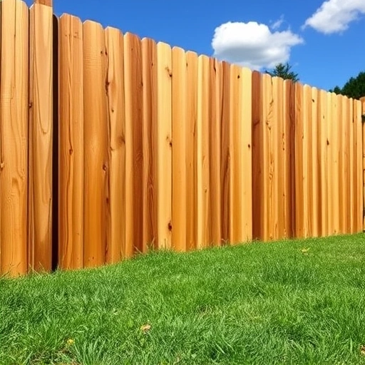 Completed wooden fence panel replacement in Cohutta GA with rich grain, warm stain, and vibrant lawn.