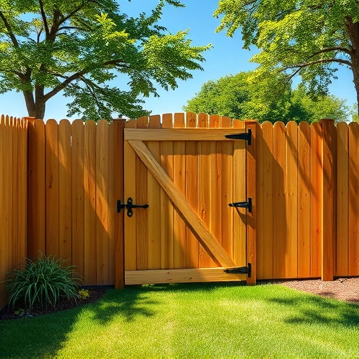 Completed wooden fence in Adairsville GA with detailed pickets and gate in a lush green landscape.