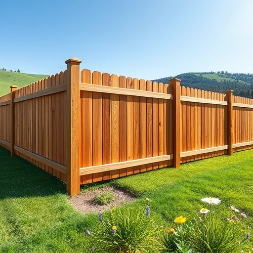 Beautiful wooden fence in Rocky Face GA, surrounded by green hills and blue sky, showcasing quality craftsmanship.