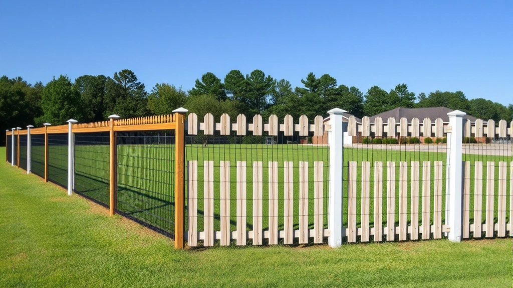Fencing in Collinsville, AL with a scenic background of trees and a clear blue sky.