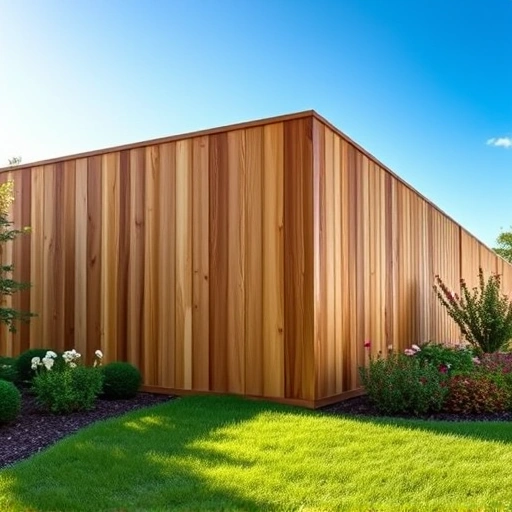 Beautiful wooden fence installation in Rock Spring GA surrounded by lush landscaping and vibrant flowering shrubs.
