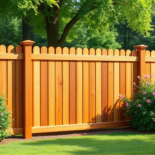 Beautiful wooden picket fence in Albertville AL surrounded by greenery and flowering bushes in a serene setting.