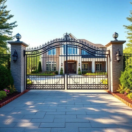 Driveway gate installation in Cohutta GA featuring a wrought-iron gate and lush landscaping in a serene setting.