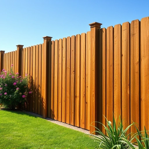 Completed wooden fencing installation in Summerville GA surrounded by lush greenery and a clear blue sky.