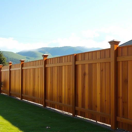 Completed wooden fence in Cohutta GA with rich tones, smooth posts, and a serene suburban backdrop.