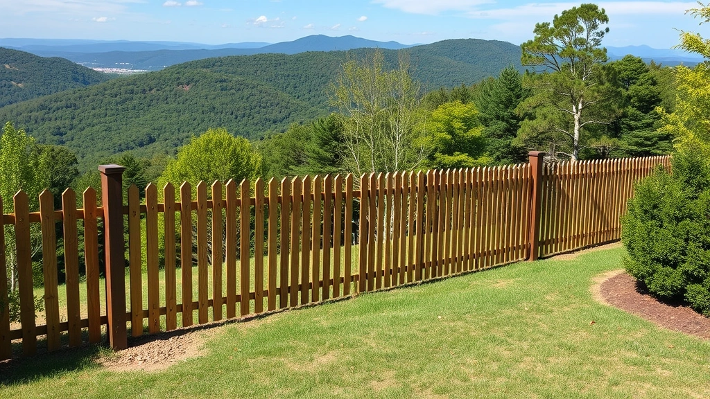 Fencing in Lookout Mountain, GA during a sunny day with green grass and trees in the background.
