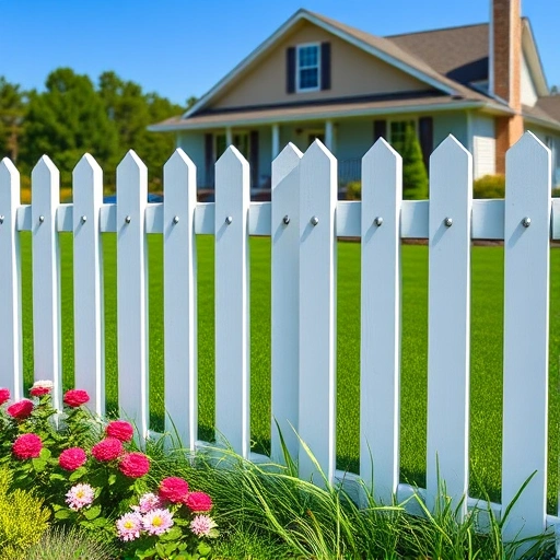 Completed picket fence installation in Cohutta GA with white wooden pickets in a lush green yard and a charming home.