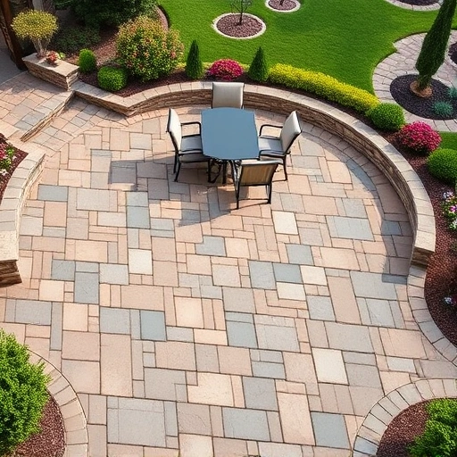 Completed patio in Cohutta GA with stone pavers, vibrant plants, outdoor furniture, and elegant landscaping.