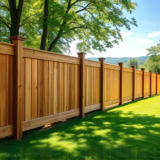 Fencing installation in Chatsworth GA features a sturdy wooden fence amid lush greenery and rolling hills.