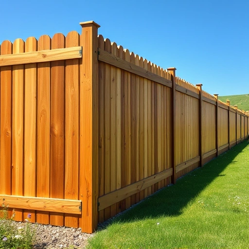Completed wooden fence installation in Chatsworth GA, showcasing natural wood grain and a vibrant landscape.