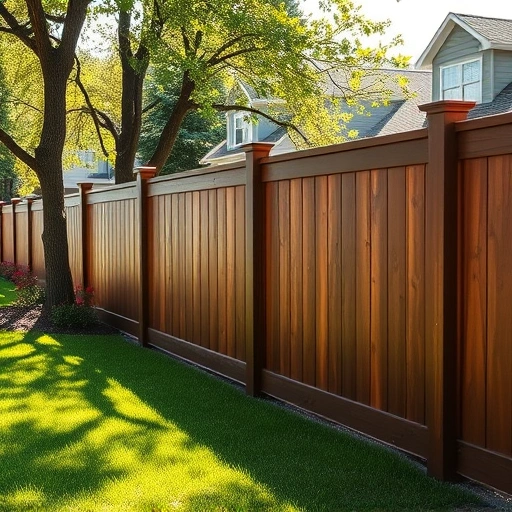 Completed wooden fence installation in Leesburg AL, showcasing rich brown color and meticulous craftsmanship in a serene landscape.