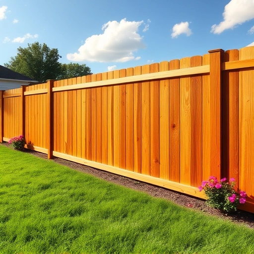 Beautiful wooden fence installation in Cartersville GA, featuring well-maintained yard and vibrant flower beds.