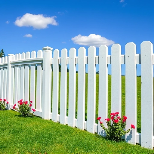 Completed picket fence installation in Cohutta GA with white wooden pickets and lush green lawn and flowers.